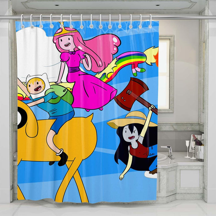 colorful adventure time shower curtains