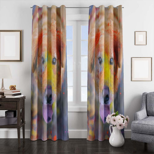 colorful dog window curtains