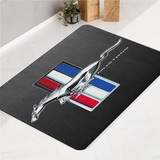 ford mustang gt carbon logo bath rugs