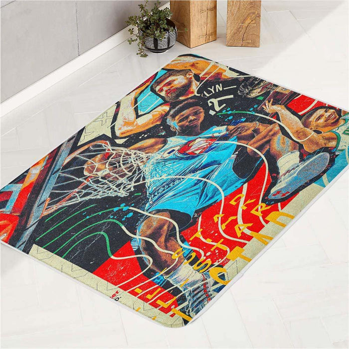 collage basketball slam dunk bath rugs