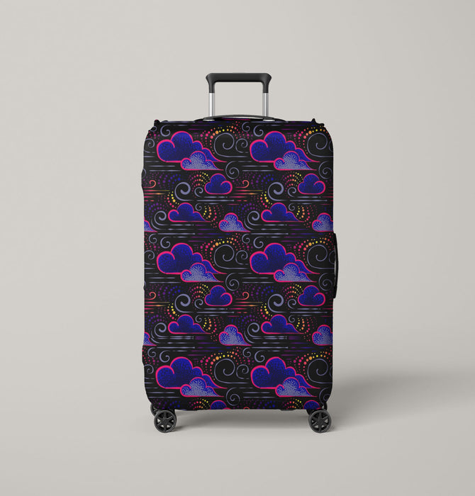 cute clouds in midnight Luggage Cover | suitcase