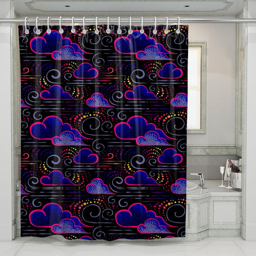 cute clouds in midnight shower curtains