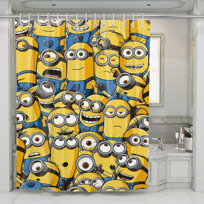 cute expressions of minions shower curtains