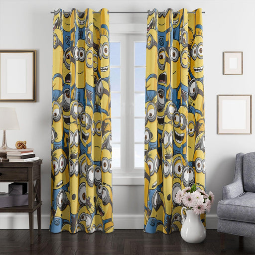 cute expressions of minions window Curtain
