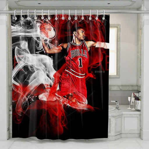 color smoke bulls nba basketball shower curtains