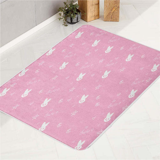 cute rabbit white pattern bath rugs