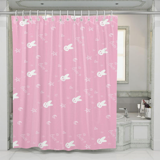 cute rabbit white pattern shower curtains