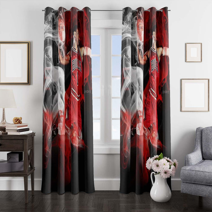 color smoke bulls nba basketball window Curtain