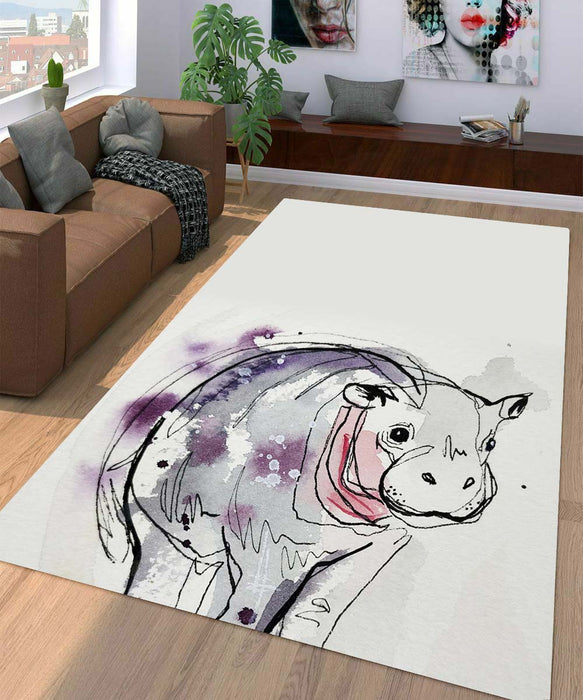 cow line purple Living room carpet rugs