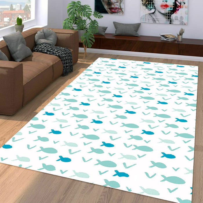 cute whale ocean blue Living room carpet rugs