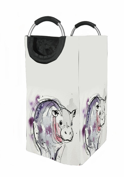 cow line purple Laundry Hamper | Laundry Basket