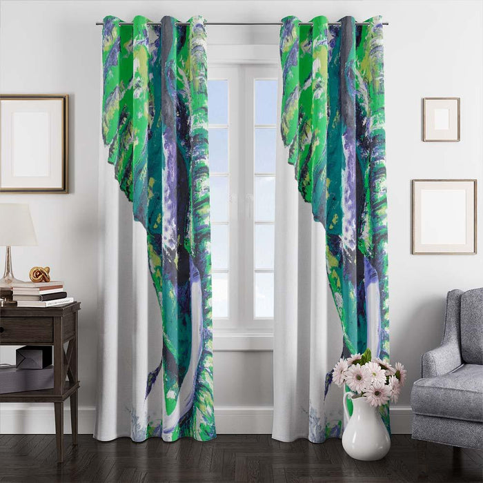 crayon elephant window curtains