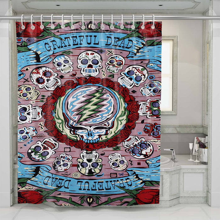 grateful dead band skull shower curtains