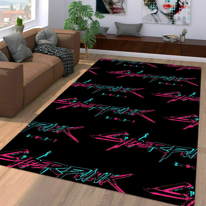 cyberpunk 2077 video game pattern Living room carpet rugs