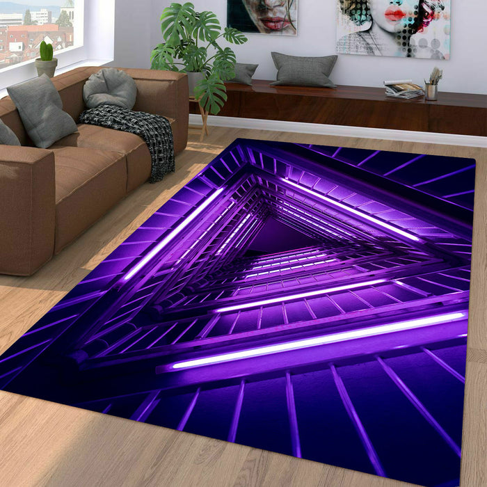 cyberpunk triangle neon space Living room carpet rugs