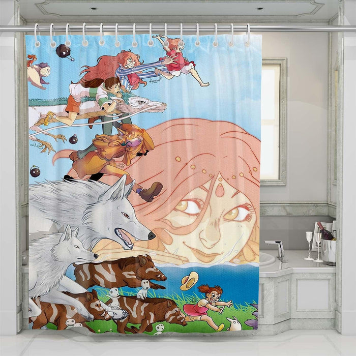 crossover spirited away and ghibli shower curtains