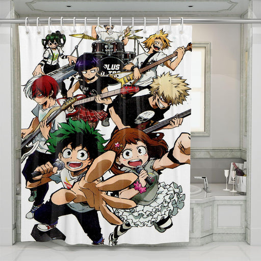 contrast my hero academia band music shower curtains