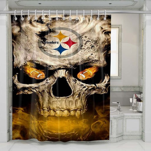 green bay packers skull 1 shower curtains