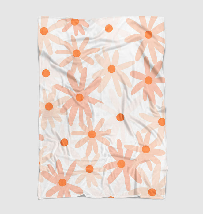 daisy pink and orange Ultra soft fleece blanket