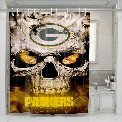 green bay packers skull shower curtains