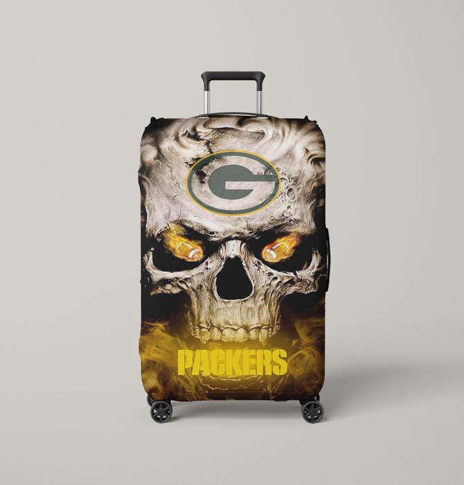 green bay packers skull Luggage Cover | suitcase