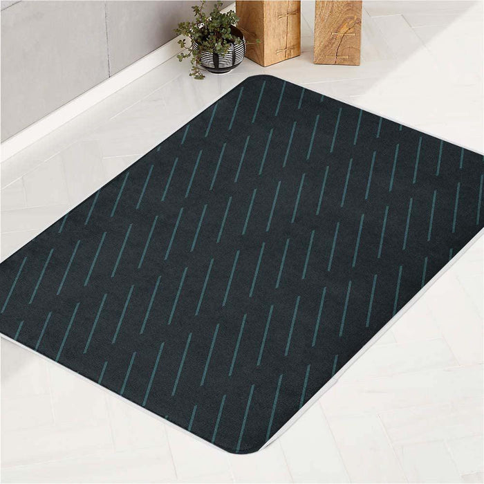 dark blue line array bath rugs