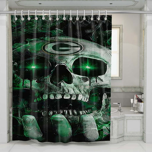 green bay skull on hand shower curtains