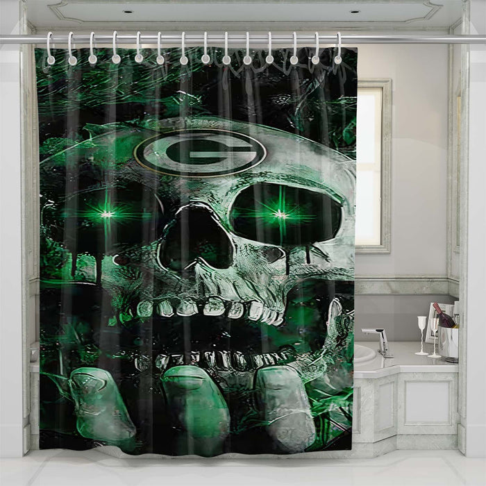 green bay skull on hand shower curtains