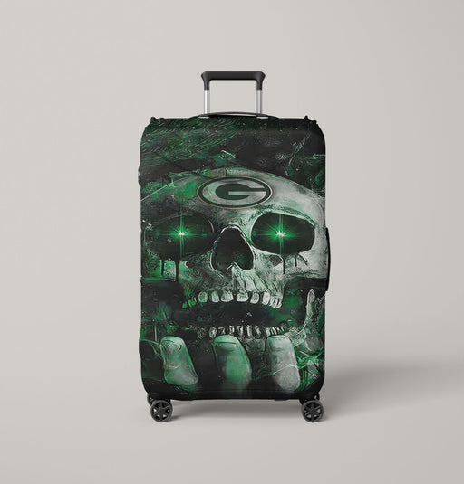 green bay skull on hand Luggage Cover | suitcase