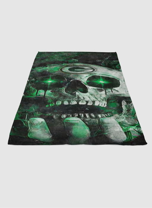 Green Bay Skull On Hand soft fleece blanket