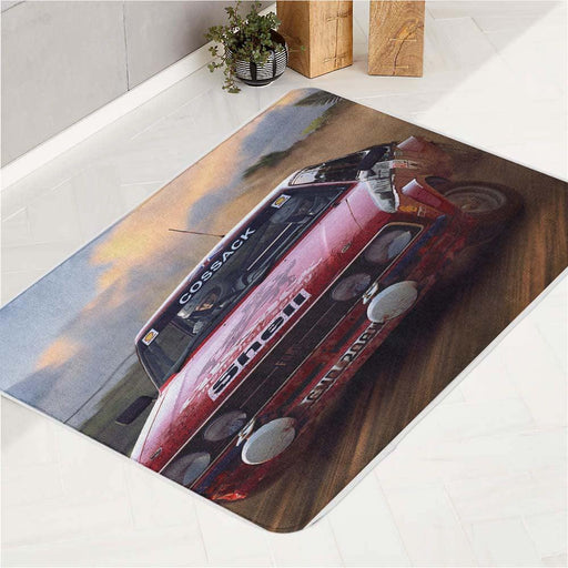 cossack and shell car racing rally bath rugs