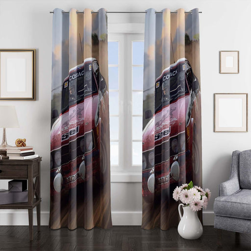 cossack and shell car racing rally window Curtain