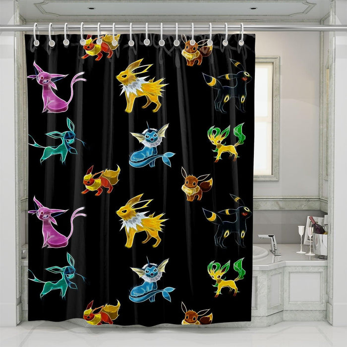 darkness of eevee species shower curtains