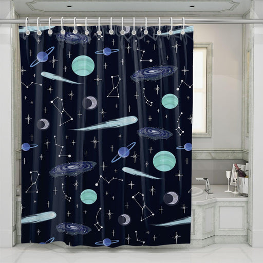 darkness of space galaxy shower curtains