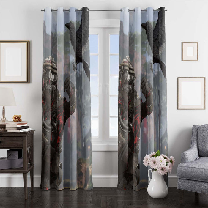 crow and character on apex legends window Curtain