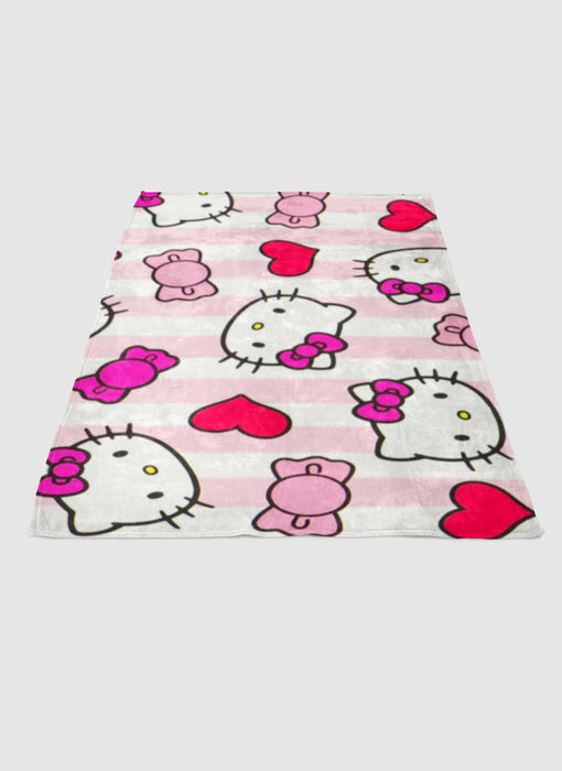 Hello Kitty Stripe Pink soft fleece blanket