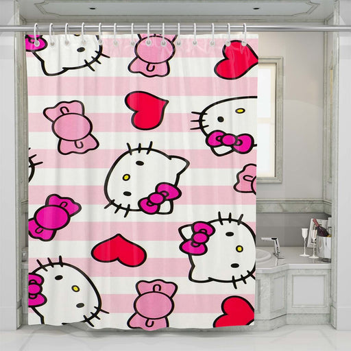 hello kitty stripe pink shower curtains