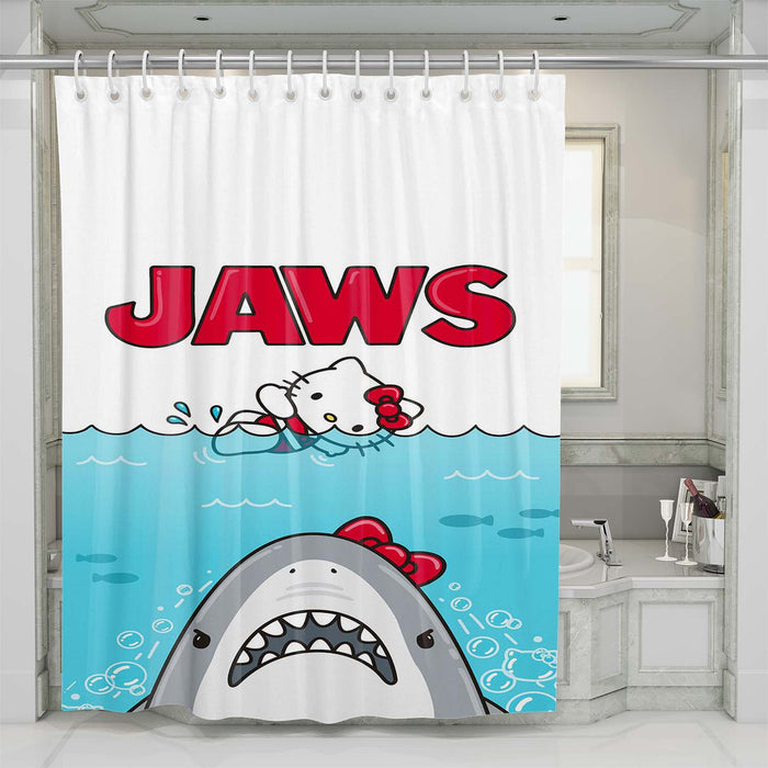 hello kitty x jaws shower curtains