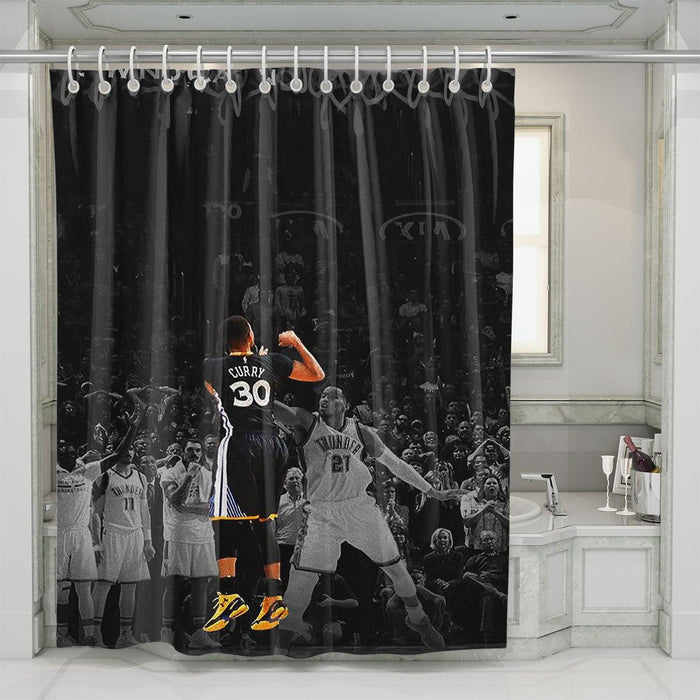 curry front of monochrome nba shower curtains