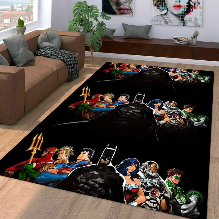 dc universe superhero assemble Living room carpet rugs