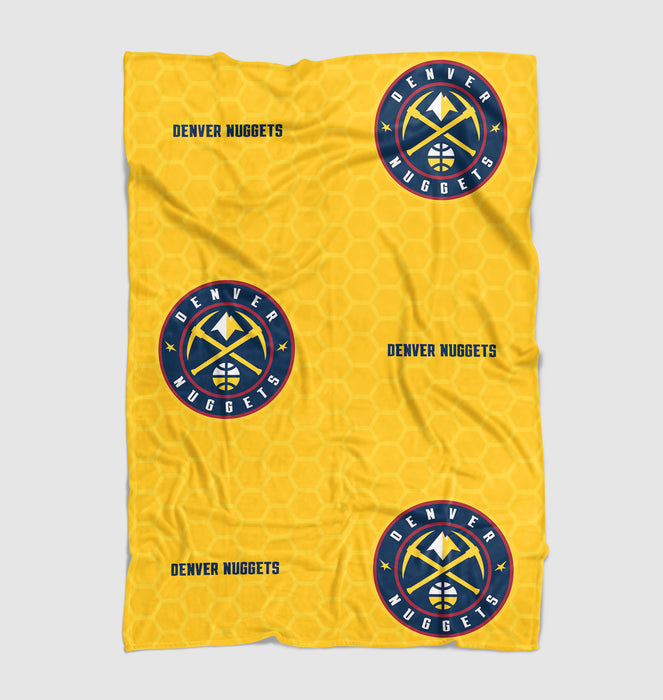 denver nuggets logo hexagon yellow Ultra soft fleece blanket