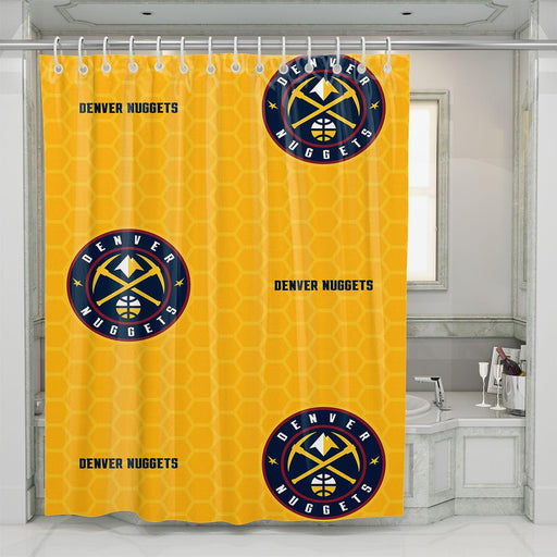 denver nuggets logo hexagon yellow shower curtains