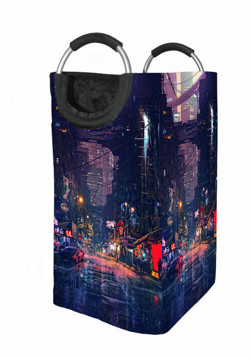 cyberpunk futuristic city Laundry Hamper | Laundry Basket