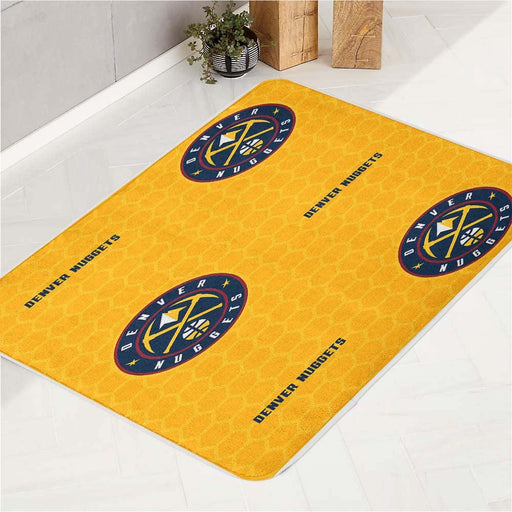 denver nuggets logo hexagon yellow bath rugs