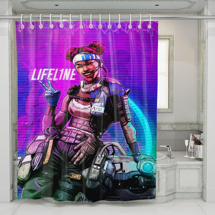 cyberpunk lifeline vaporwave shower curtains