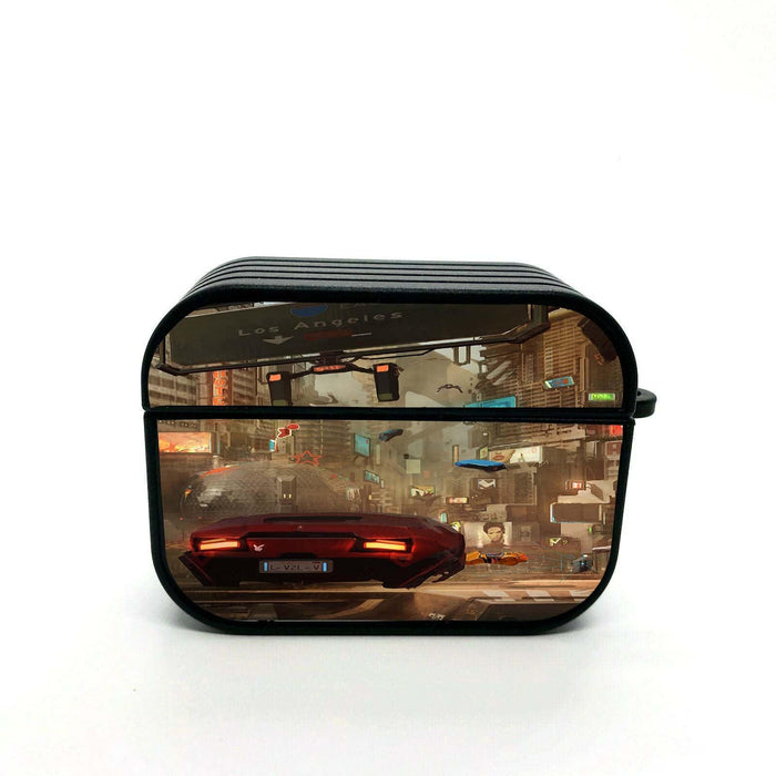 cyberpunk style city airpods case