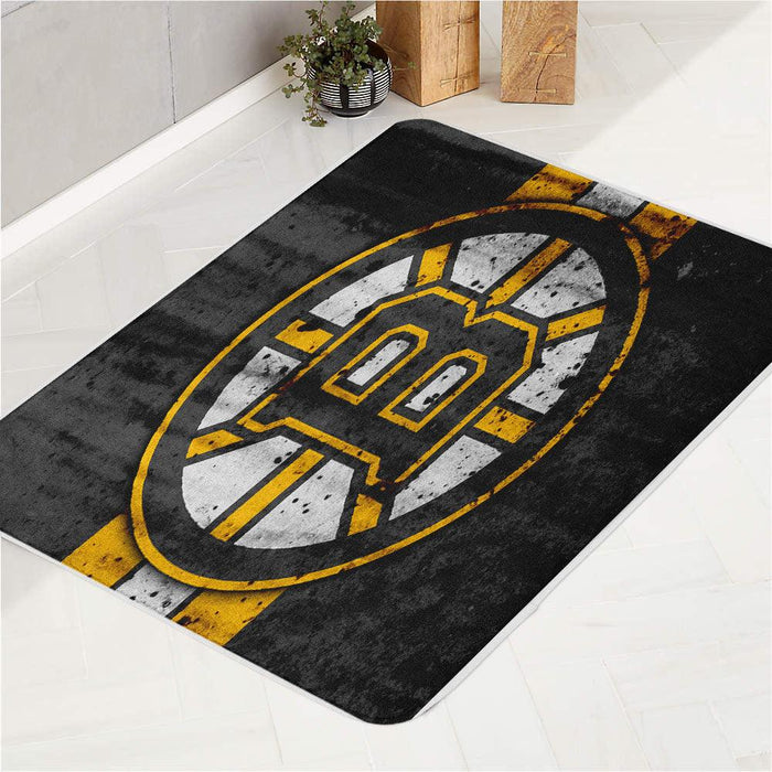 dark boston ruins logo bath rugs