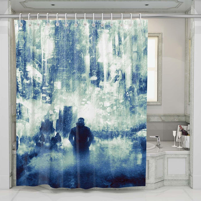 dark rain blade runner 2049 shower curtains