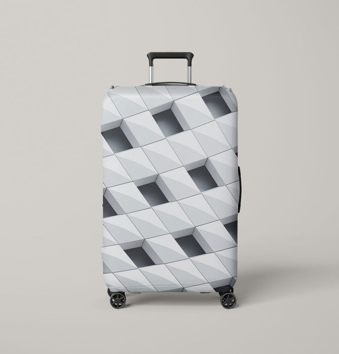 dimension monochrome square twirl Luggage Cover | suitcase