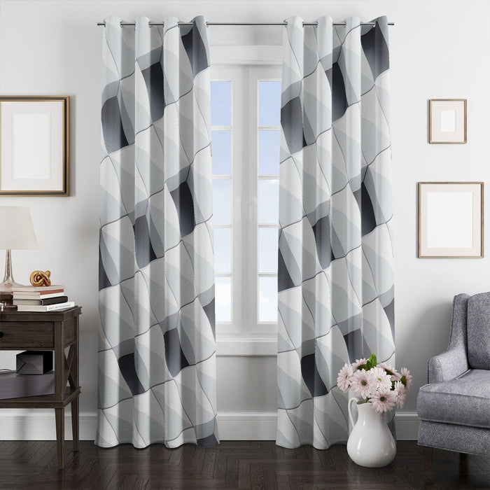 dimension monochrome square twirl window Curtain